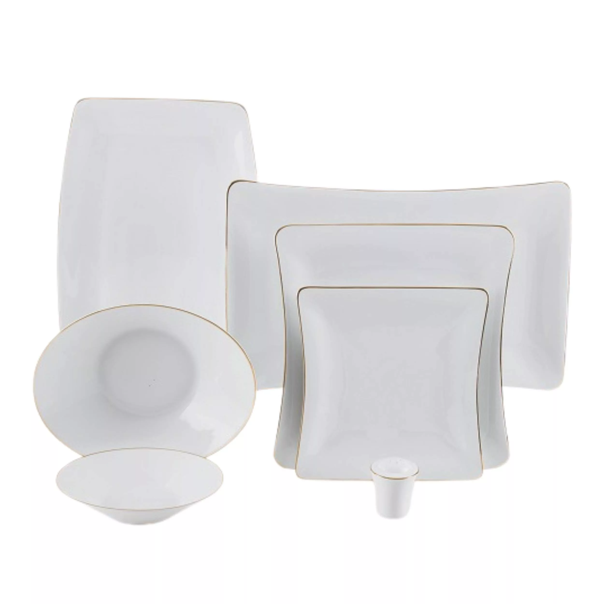 سرویس غذاخوری 30 پارچه 6 نفر چینی زرین ایران مدل وینچی زرین یک خط طلا درجه 3