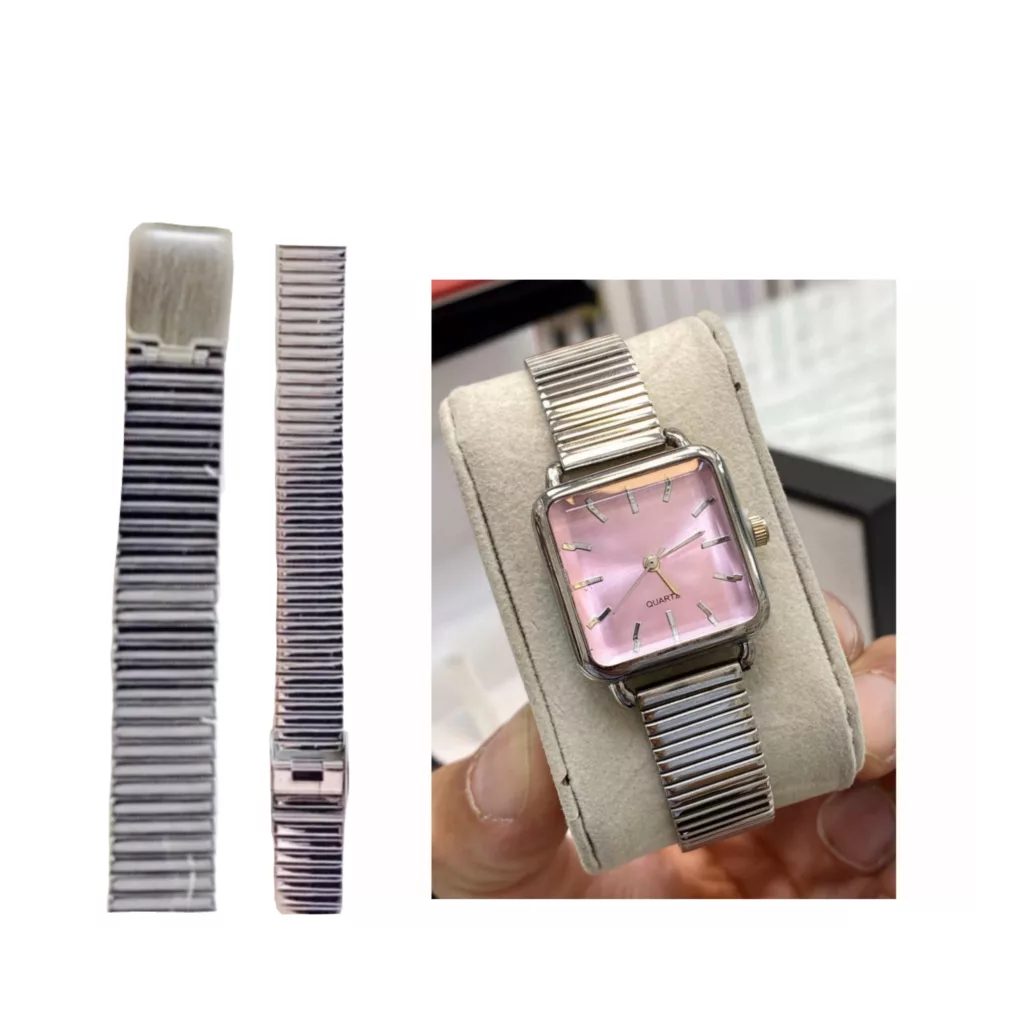 ساعت مچی عقربه‌ای کوارتز زنانه مدل مینیمال بندنرم طرح کرکره ای کد Ro1