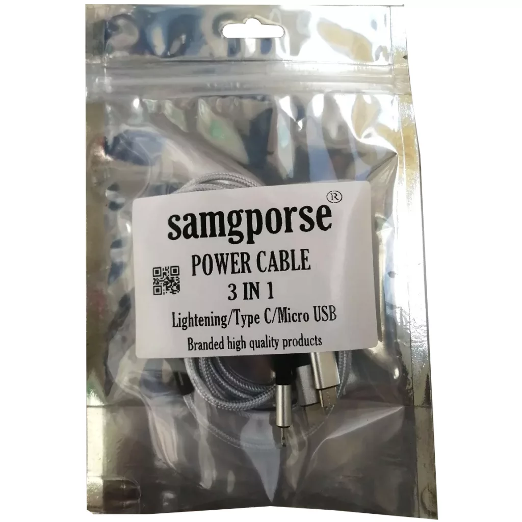 كابل تبدیل USB به  لايتنينگ /micro USB/USB-C سمگپرس مدل توربو شارژ طول 1 متر