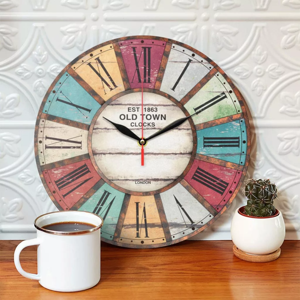 ساعت دیواری طرج رنگارنگ آنتیک کد 1394