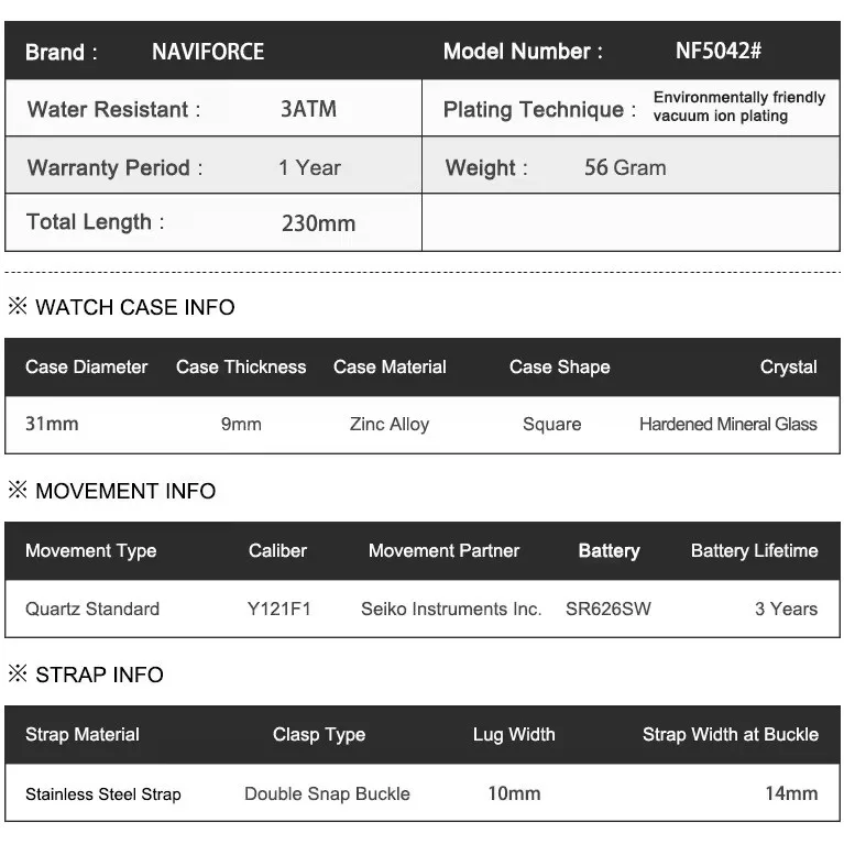 ساعت مچی عقربه ای زنانه نیوی فورس مدل NF5042SBS