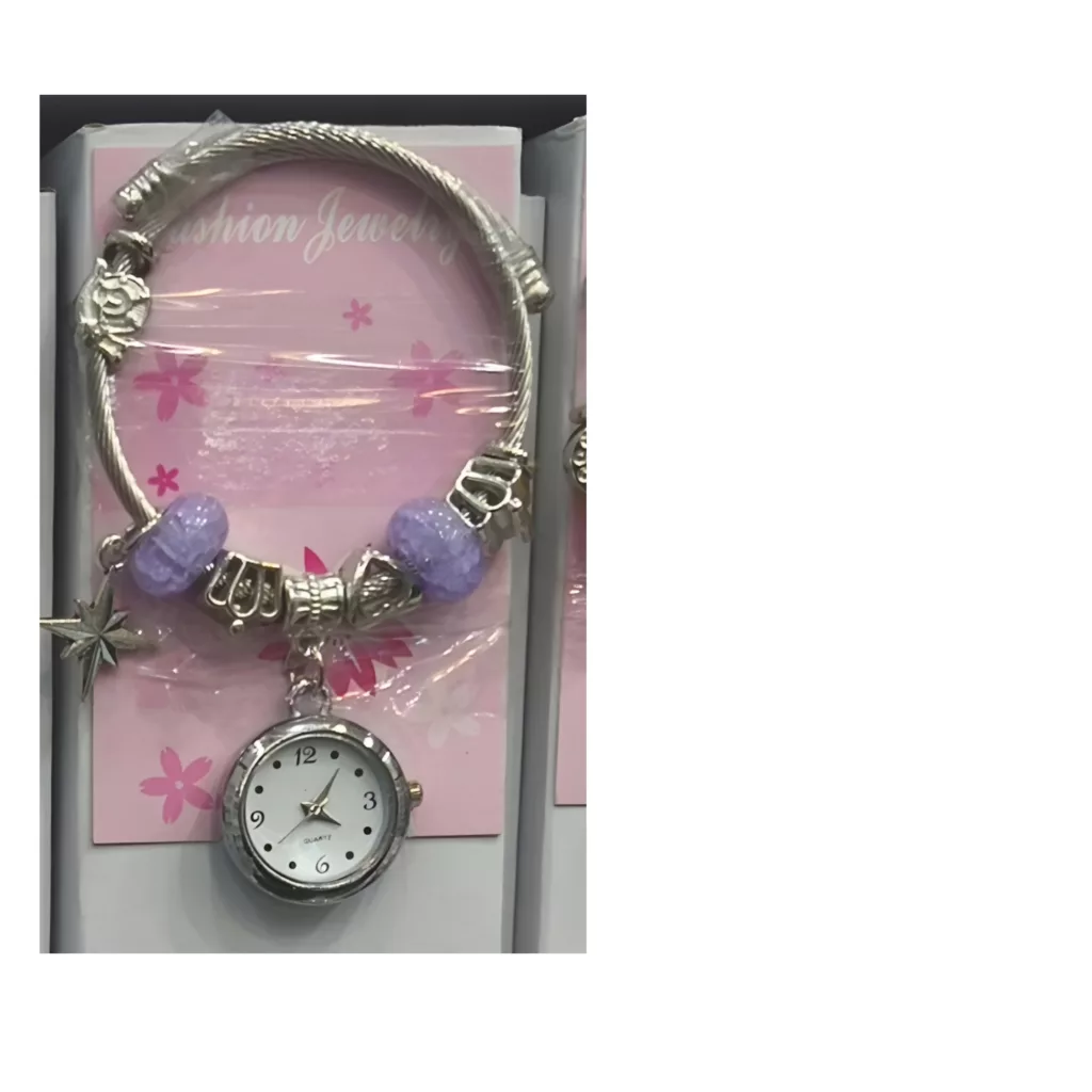 ساعت مچی عقربه‌ای کوارتز زنانه مدل لوکس مینیمال بند النگویی آویز دار کد ۵