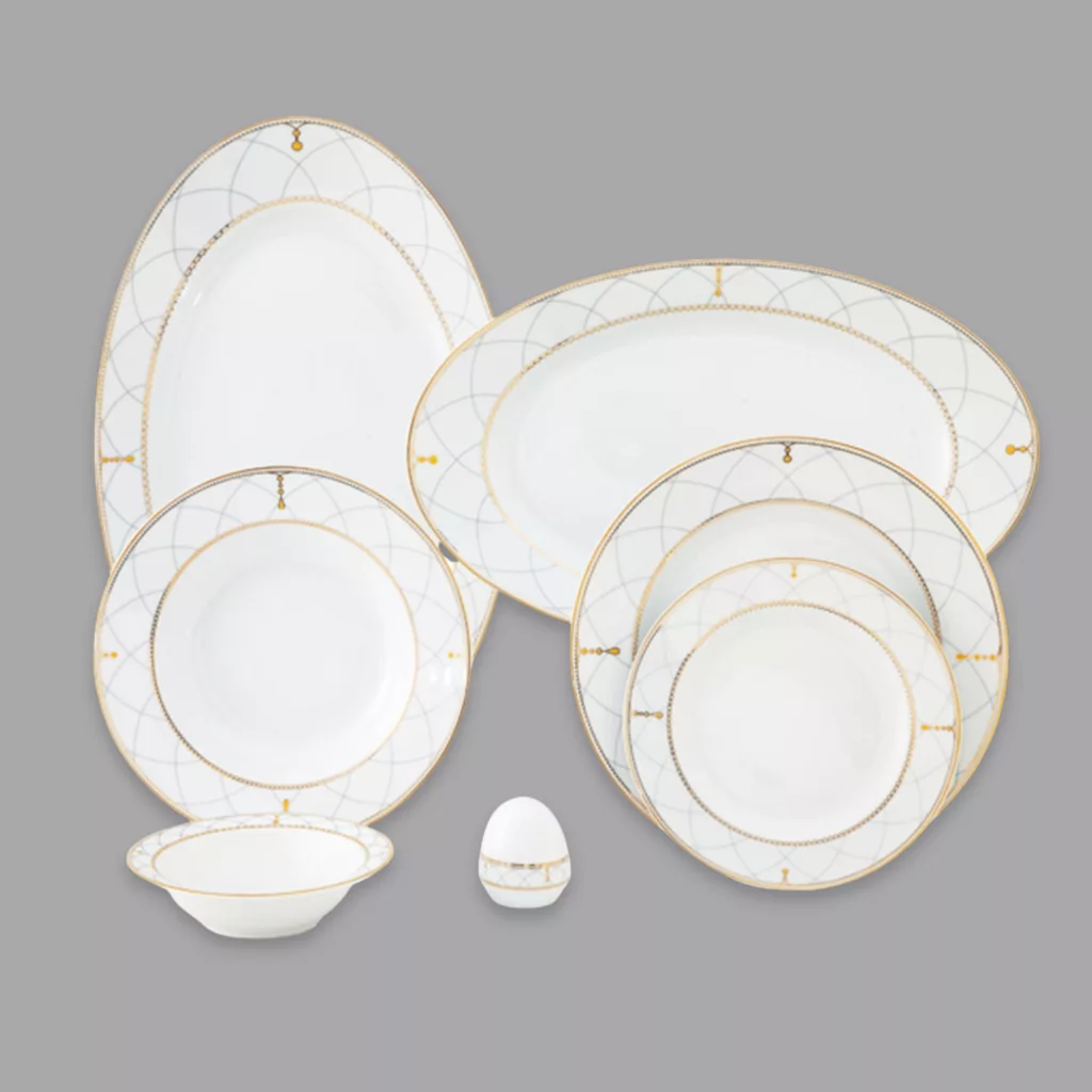 سرویس غذاخوری 28 پارچه 6 نفر چینی زرین ایران مدل رومانا سری ایتالیا اف درجه عالی