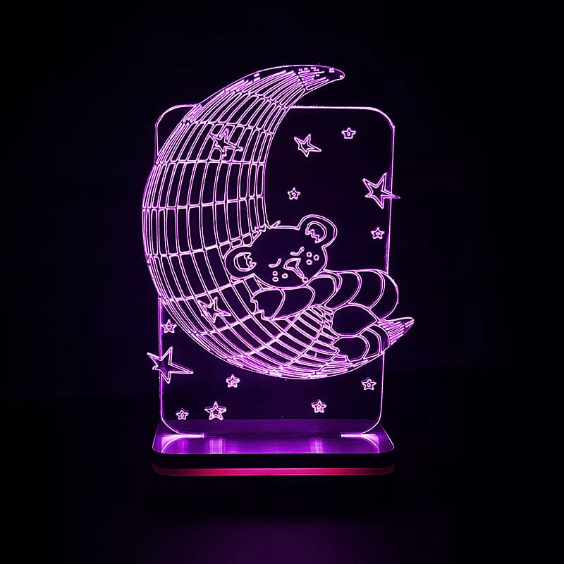 چراغ خواب اتاق کودک طرح ماه و خرس مدل کلید دار 1091