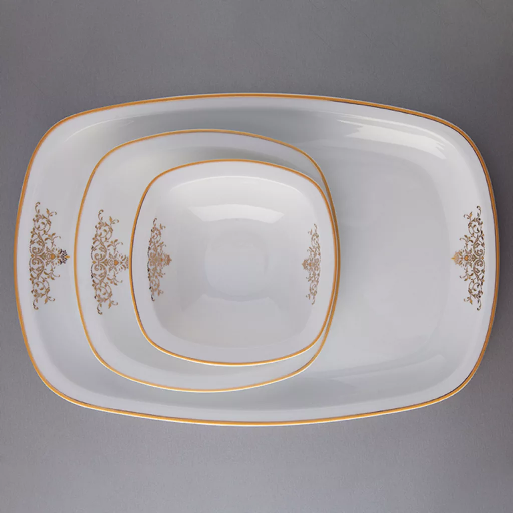 سرویس غذاخوری 27 پارچه چینی زرین ایران سری کواترو مدل مونت کارلو درجه یک