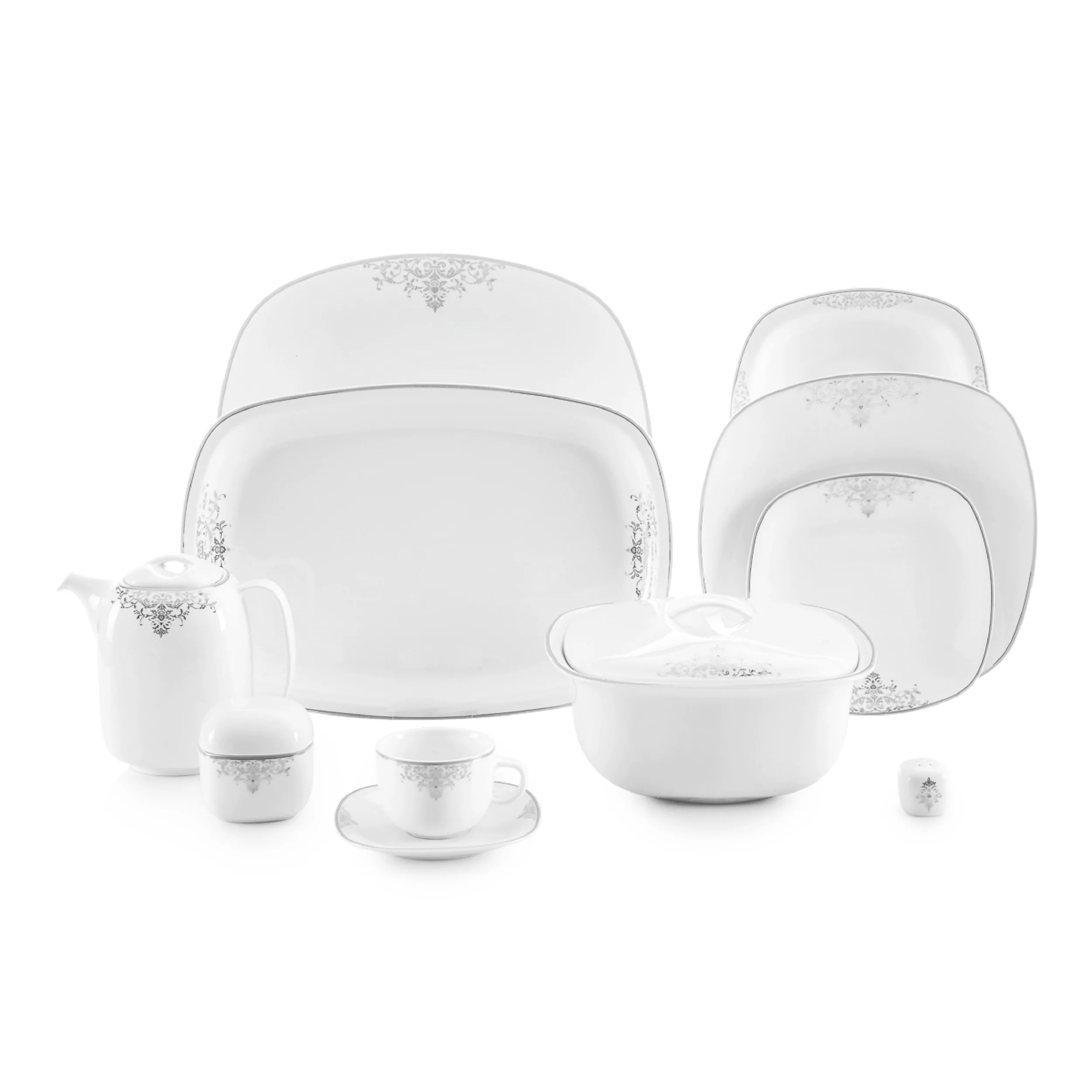 سرویس غذاخوری 98 پارچه 12 نفر چینی زرین ایران مدل کواترو مونت کارلو درجه عالی