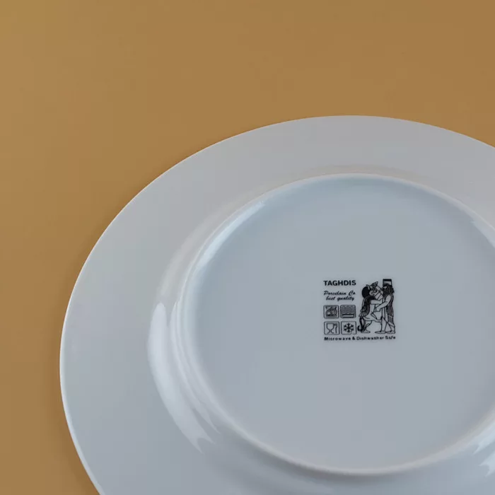 سرویس غذا خوری 18 پارچه شرکت صنایع چینی تقدیس مدل خط طلا گرد کد 110