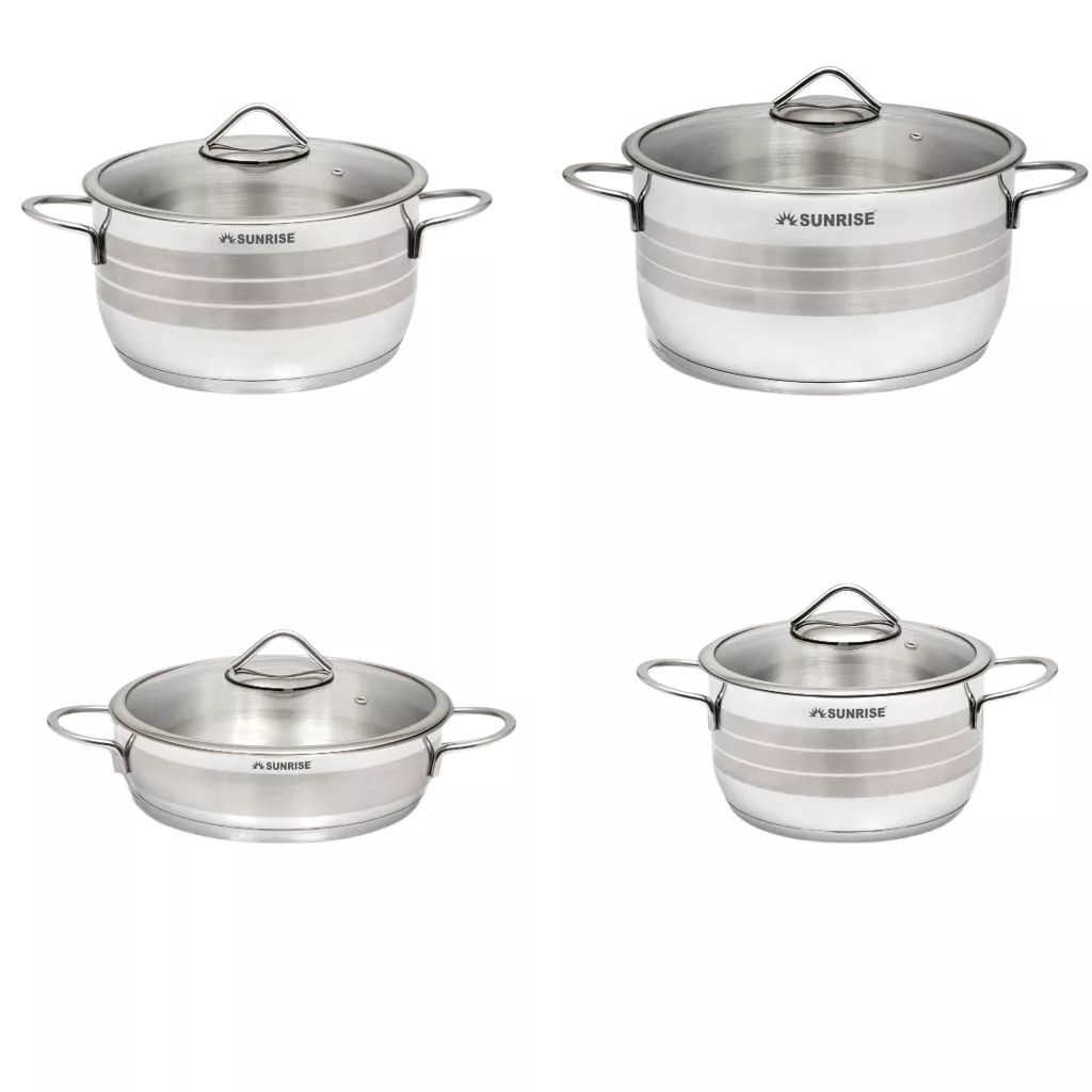 سرویس قابلمه و تابه استیل 8 پارچه سان رایز مدل گرد