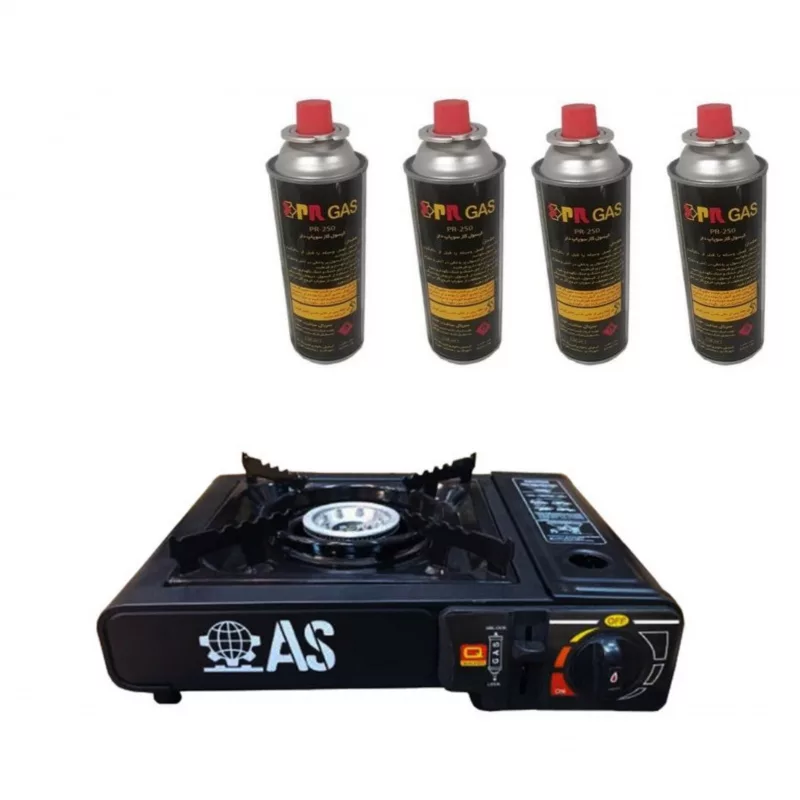 اجاق سفری مدل AS به همراه 4 عدد کپسول گاز سفری