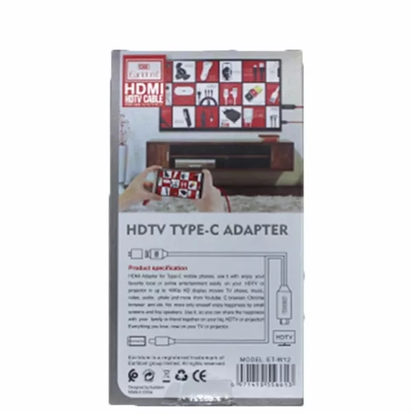 کابل تبدیل UCB-C به HDMI ارلدام مدل ET-W12 طول 2 متر