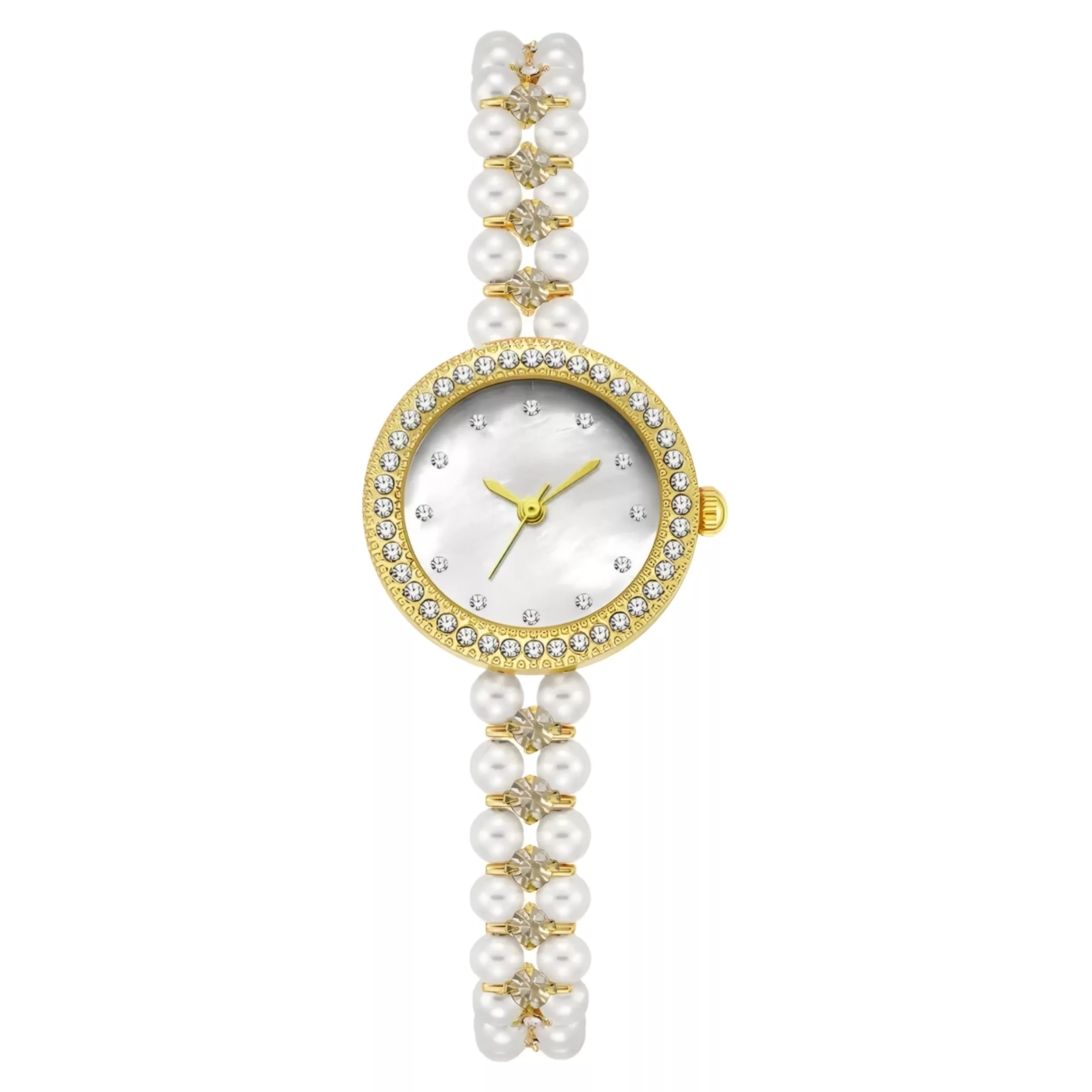 ساعت مچی عقربه‌ای کوارتز زنانه مدل لوکس بند دستبندی مرواریدی کد ۱.۳