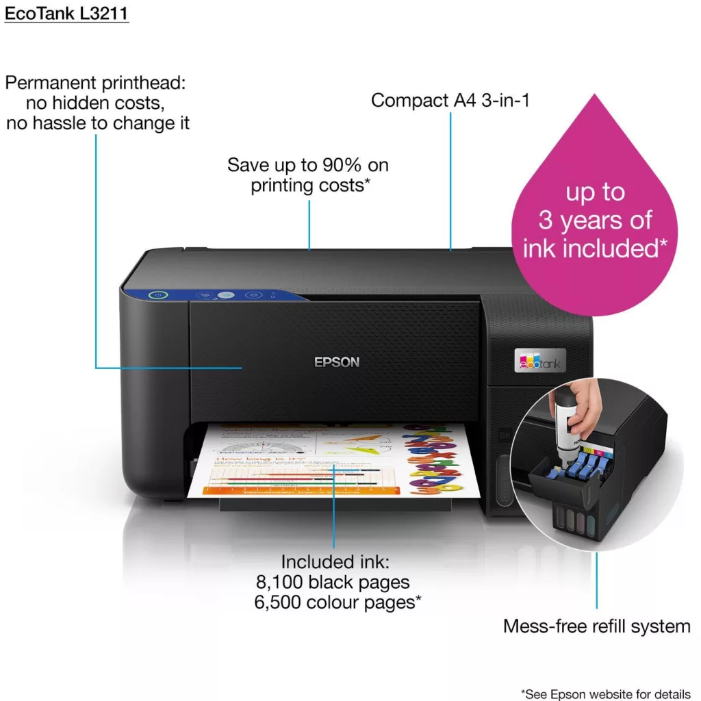 پرینتر جوهر افشان اپسون مدل EcoTank L3211