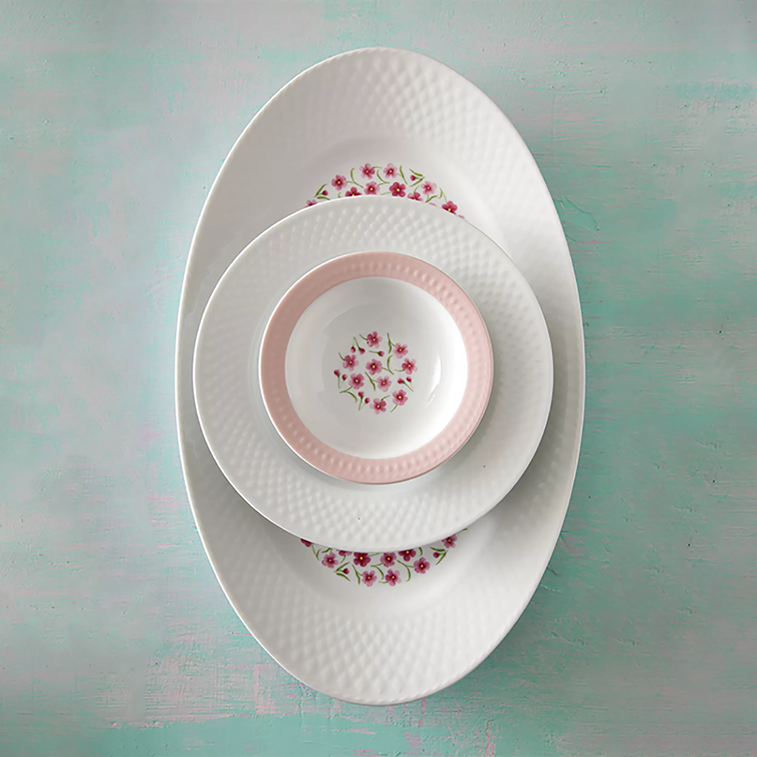 سرویس غذاخوری 28 پارچه چینی زرین ایران سری رادیانس مدل فلورال درجه یک