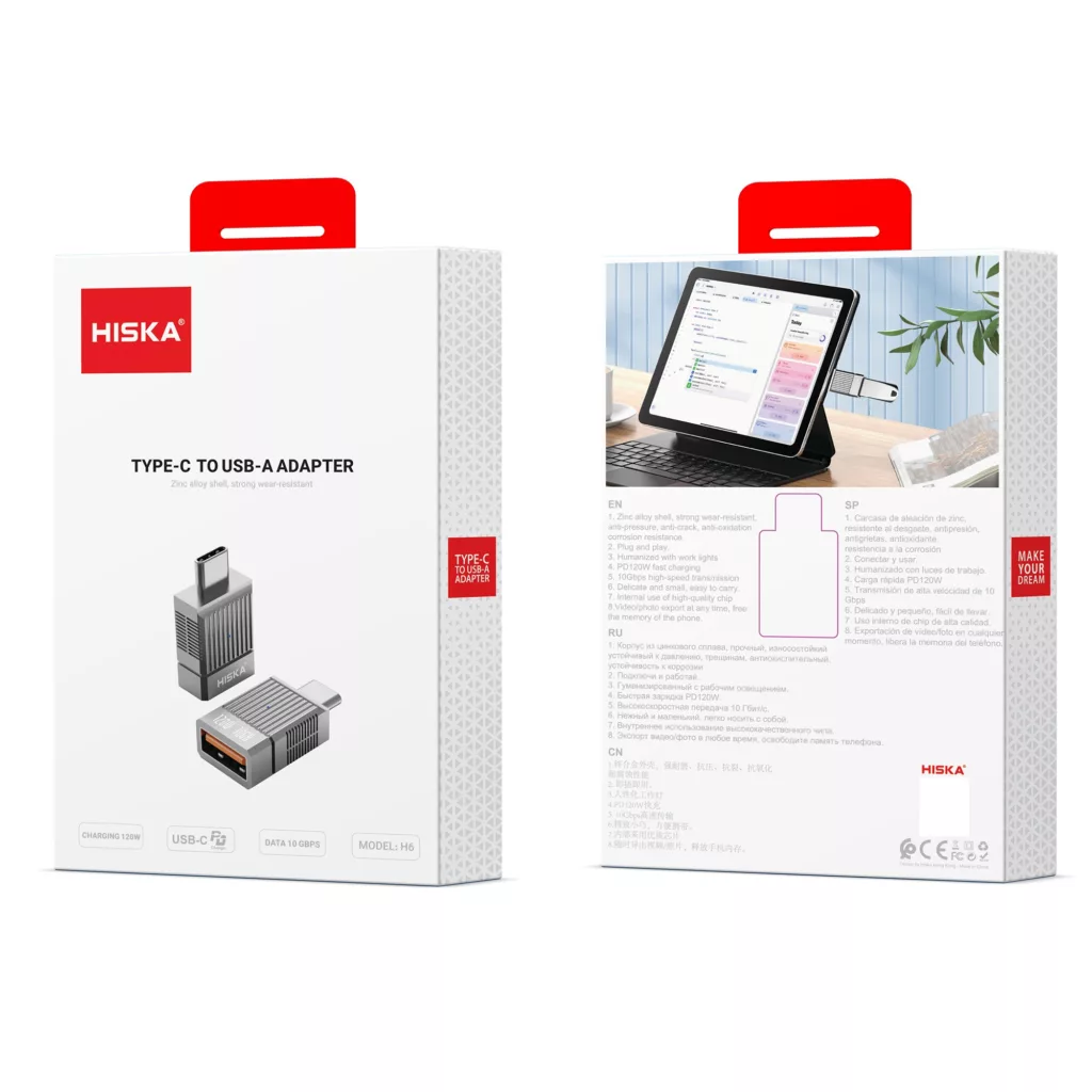 مبدل OTG USB به USB-C هیسکا مدل H6