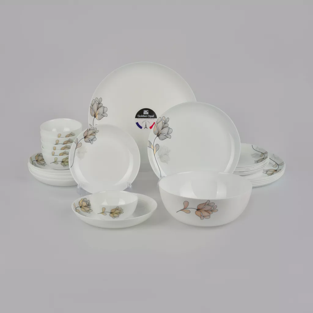 سرویس غذاخوری 26 پارچه 6 نفره گلدن اوپال مدل دیوالی طرح رز