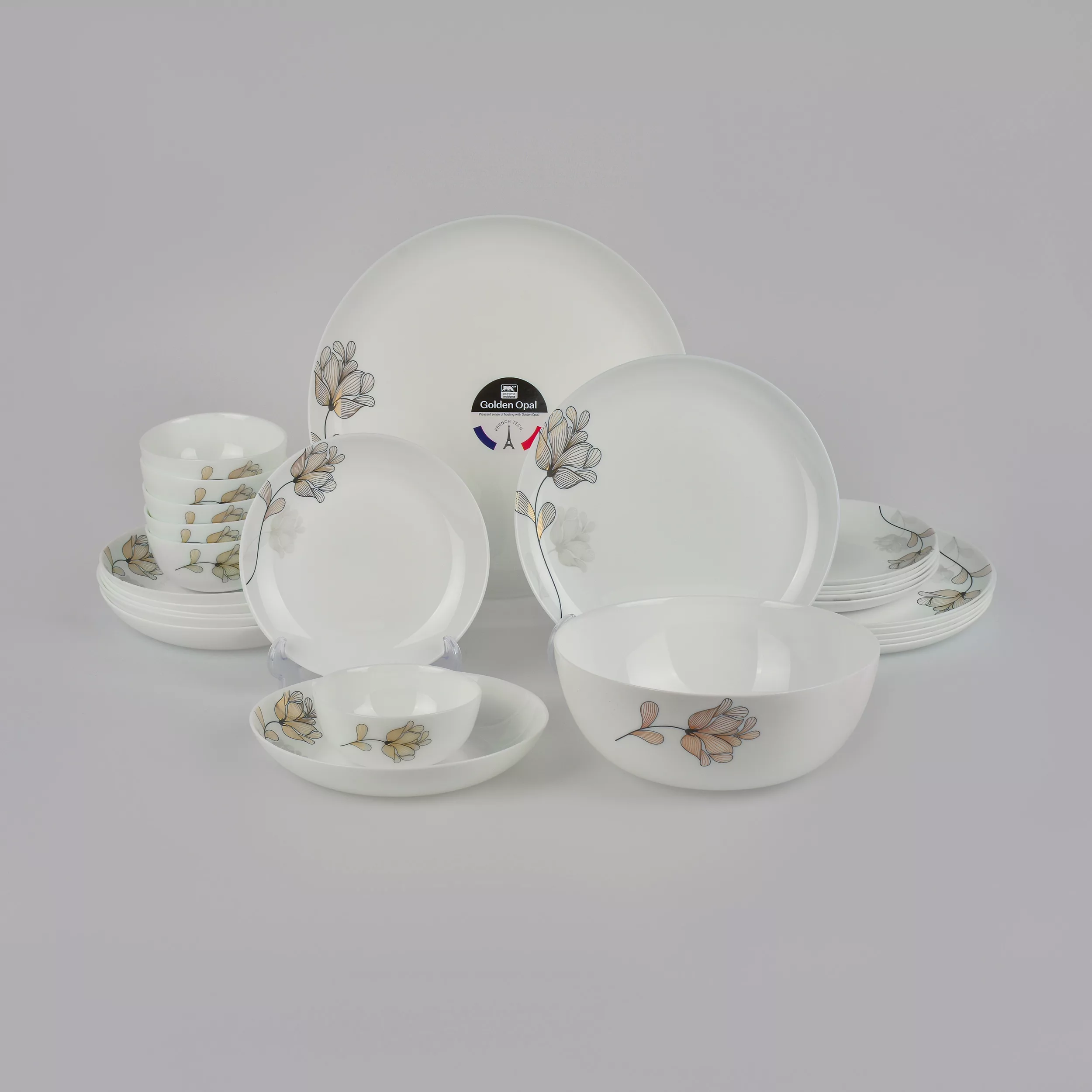 سرویس غذاخوری 26 پارچه 6 نفره گلدن اوپال مدل دیوالی طرح رز