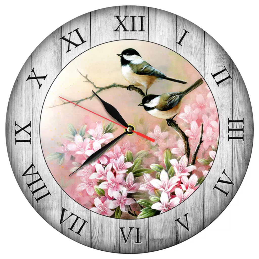 ساعت دیواری کوارتز طرح پرنده و گل کد 1447