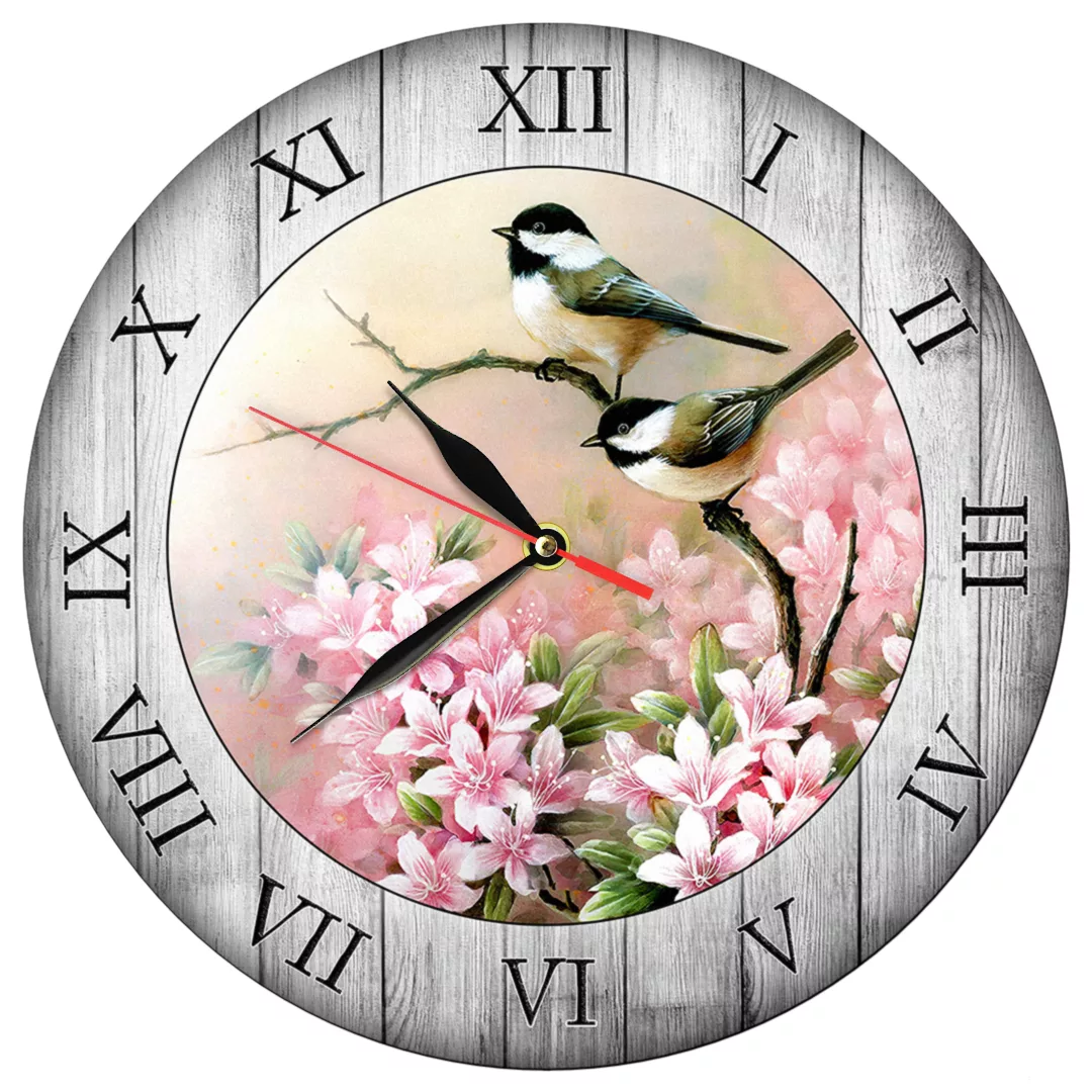ساعت دیواری کوارتز طرح پرنده و گل کد 1447