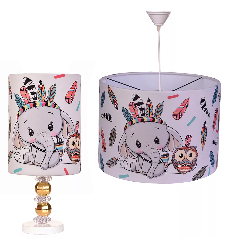 لوستر اتاق کودک مدل فیل به همراه آباژور رومیزی