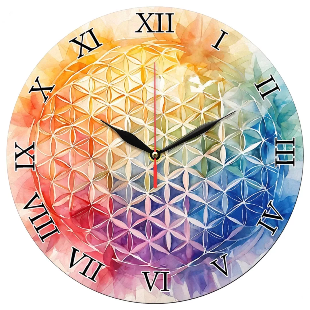 ساعت دیواری طرح گل انتزاعی رنگارنگ کد 1440