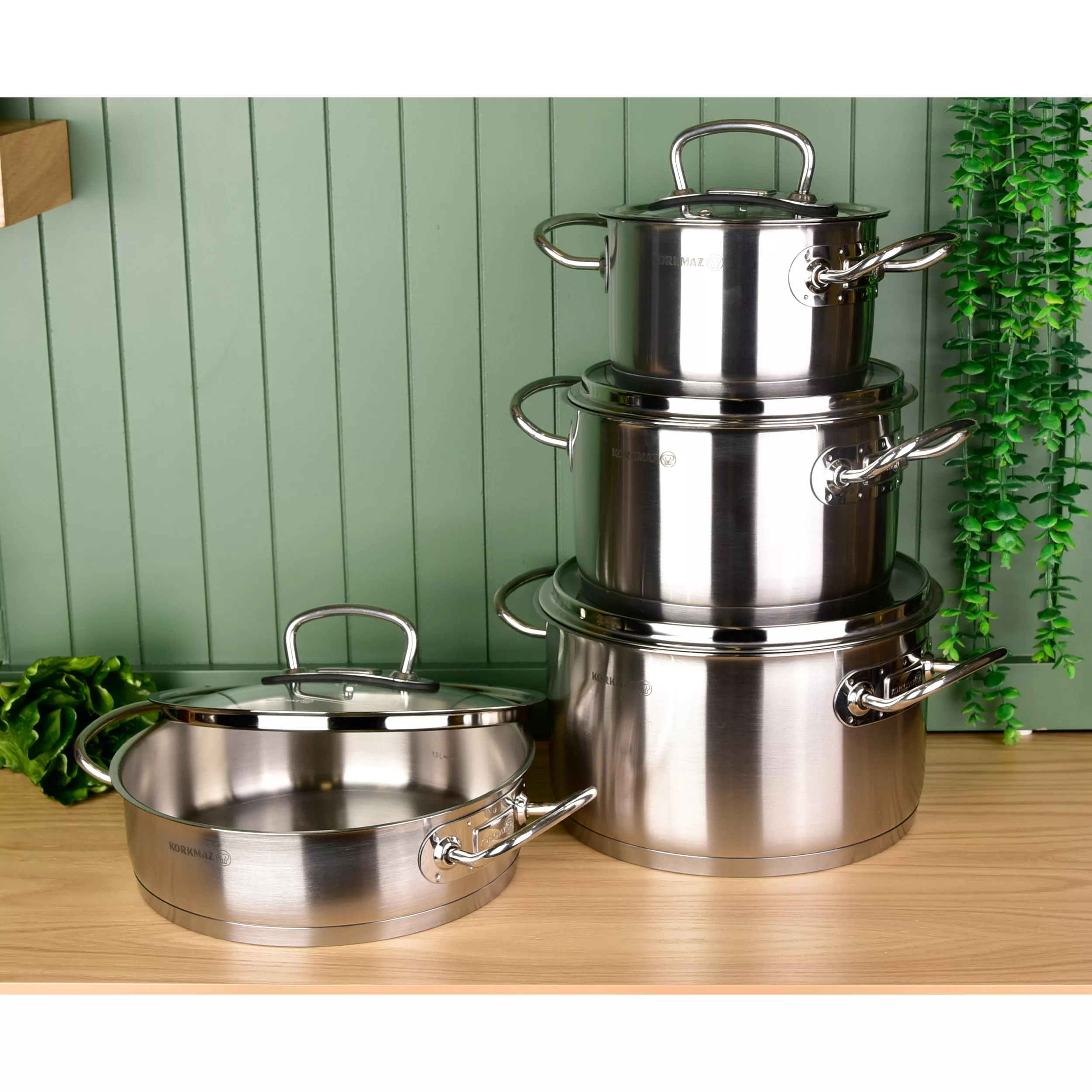 سرویس قابلمه و تابه استیل 8 پارچه کرکماز مدل پرولاین کد 1147