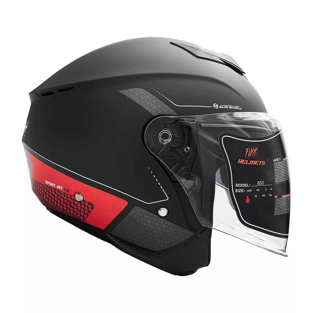 کلاه کاسکت بدون فک فلش مدل 852 matt red-black