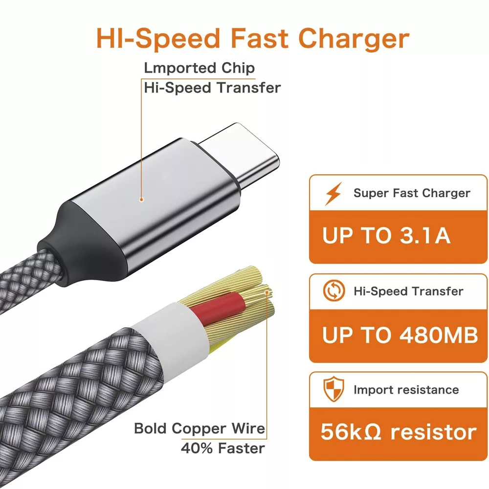 کابل تبدیل USB به USB-C یس پلاس مدل SUPER FAST CHARGE 6A طول 1 متر