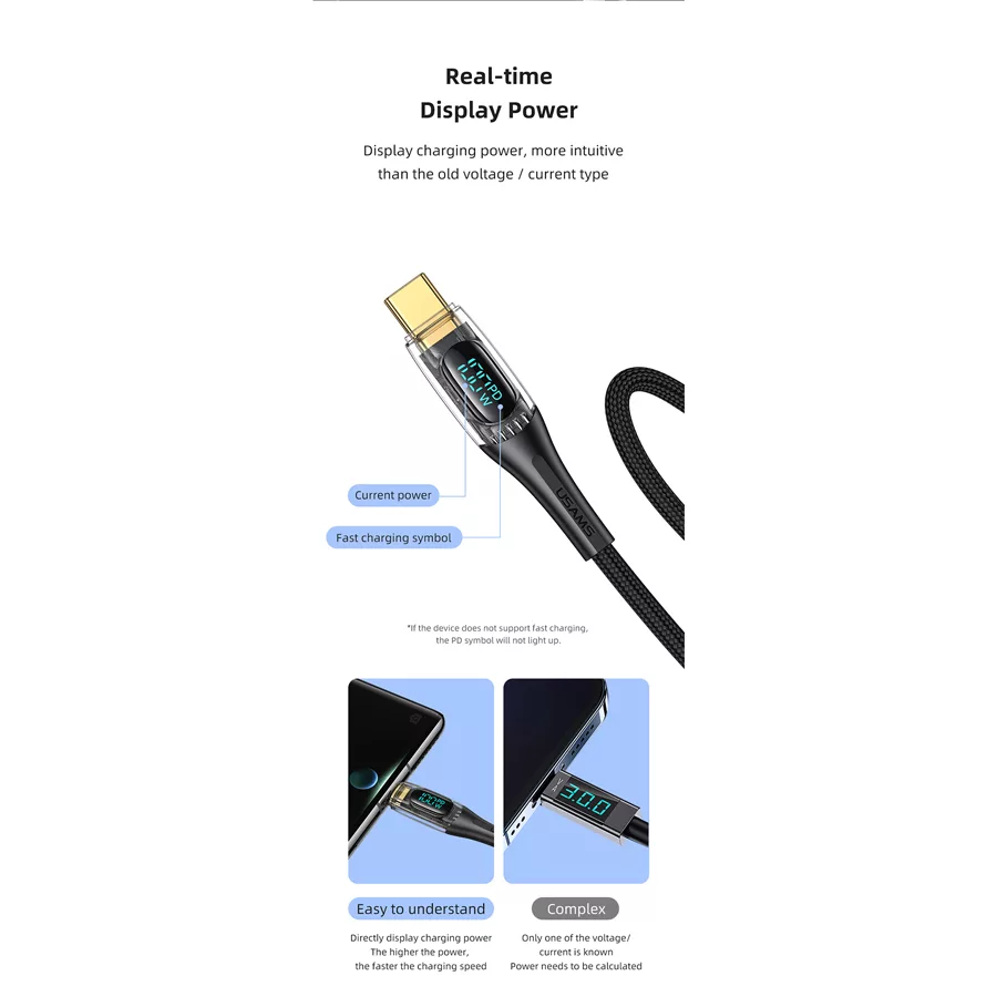 کابل تبدیل USB-C به USB-C یوسمز مدل Sj590 طول 1.2 متر