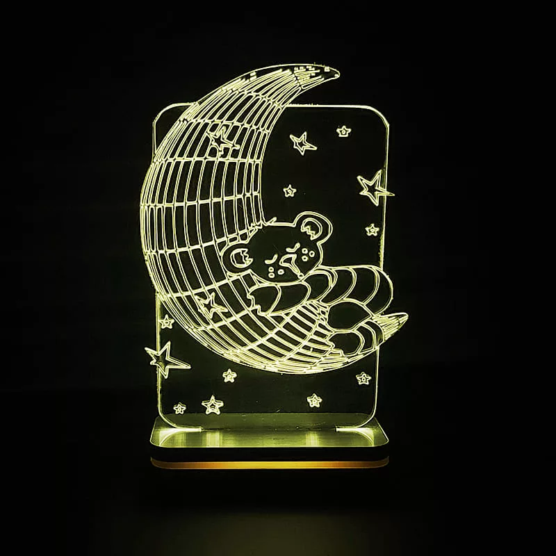 چراغ خواب اتاق کودک طرح ماه و خرس مدل کلید دار 1091