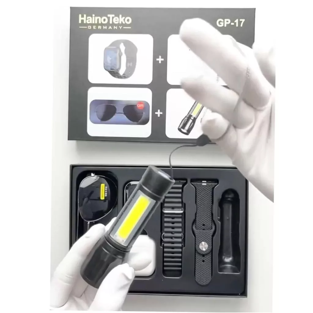 ساعت هوشمند هاینو تکو مدل MOB WIRELESS 17 GP  دارای قابلیت های صفحه نمایش رنگی، صفحه نمایش لمسی، قابلیت مکالمه از طریق بلوتوث، پشتیبانی از زبان فارسی در منو و سیستم‌عامل بند سیلیکون