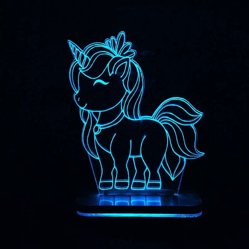 چراغ خواب اتاق کودک سان لیزر طرح اسب تک شاخ یونیکورن مدل تک رنگ