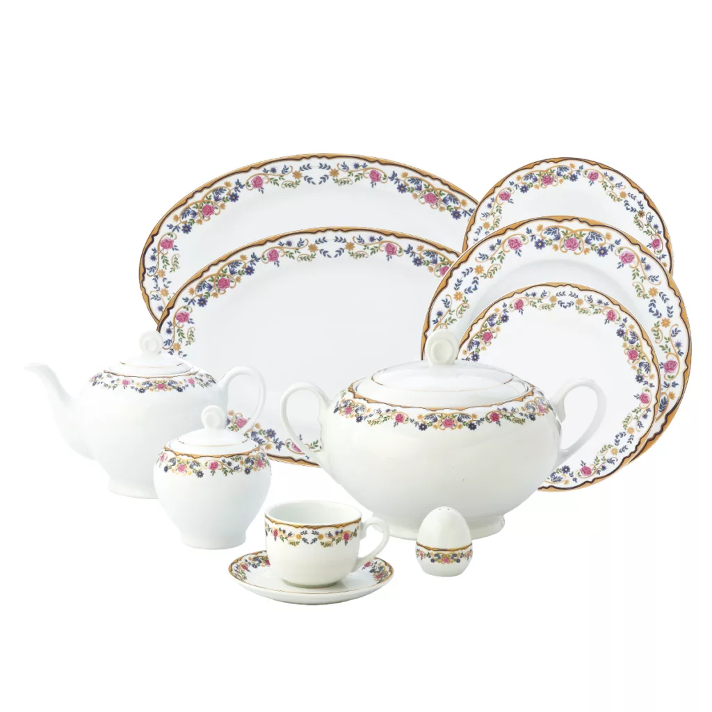 سرویس غذاخوری 102 پارچه چینی زرین ایران سری ایتالیا اف مدل Golestan درجه یک