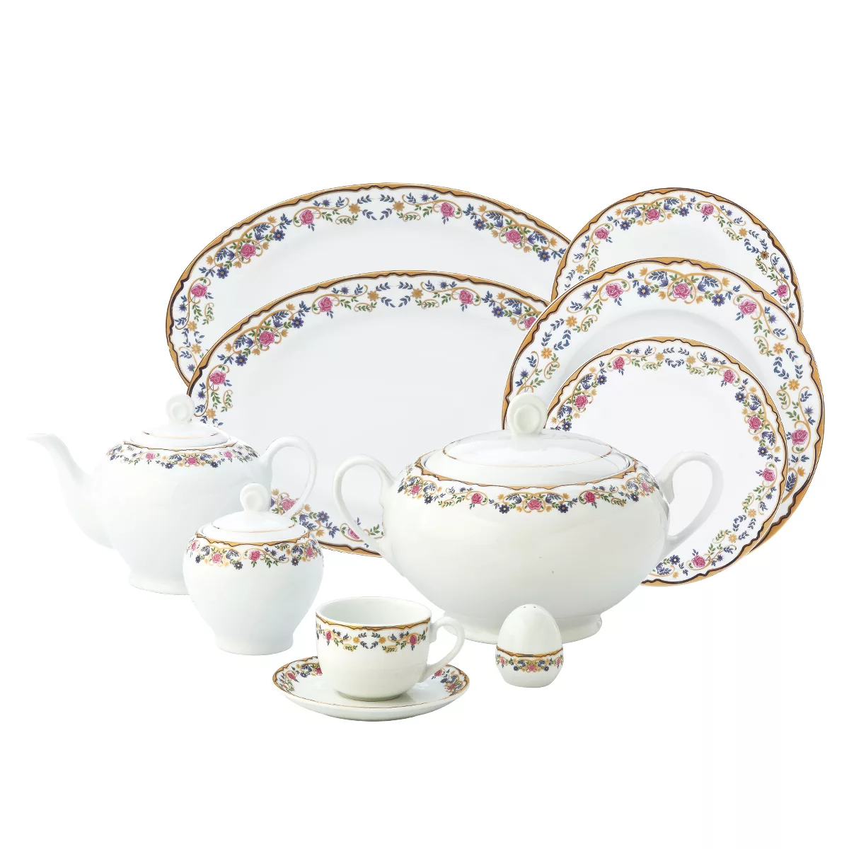 سرویس غذاخوری 102 پارچه چینی زرین ایران سری ایتالیا اف مدل Golestan درجه یک