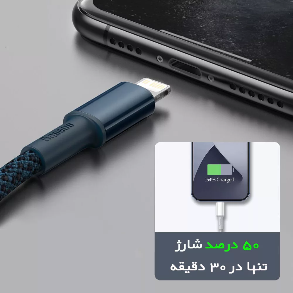 کابل تبدیل USB-C به لایتنینگ باسئوس مدل High Density 20W طول ۱ متر