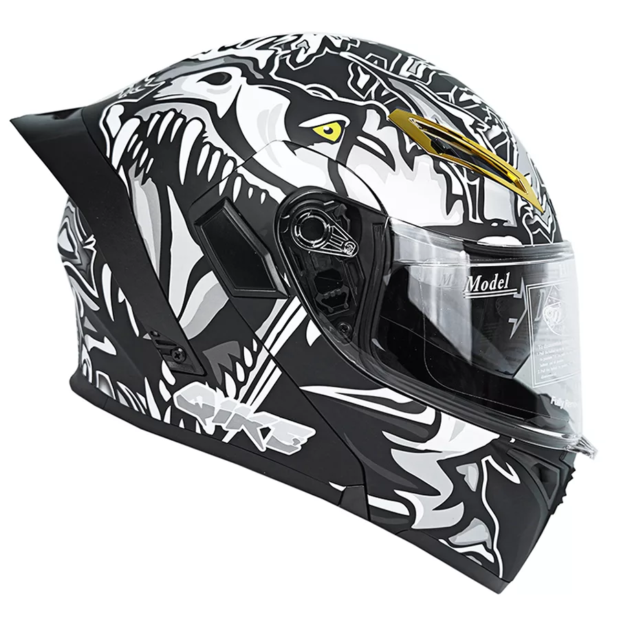 کلاه کاسکت فک متحرک کایک مدل 772 طرح Grey Tyrannosaurus Rex