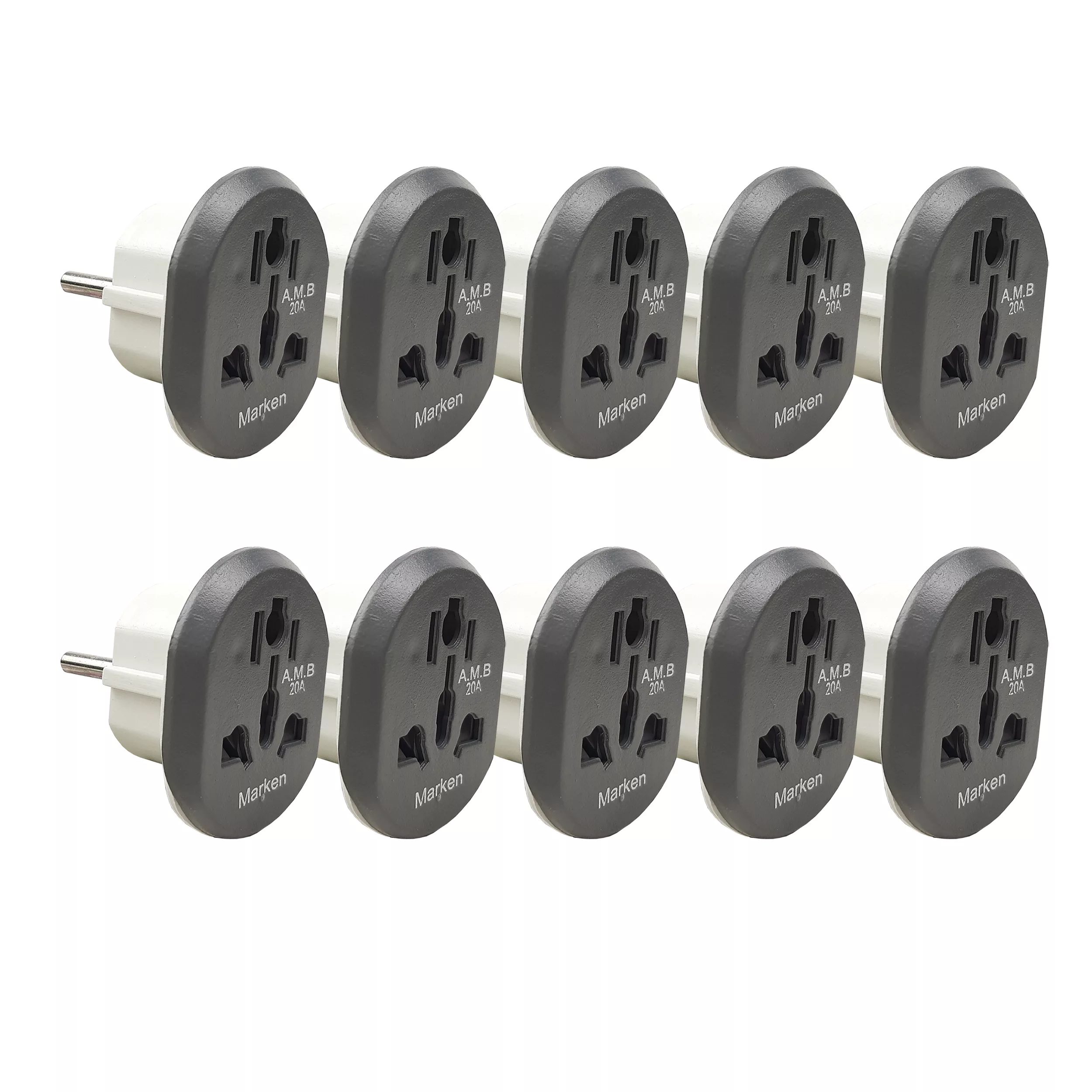 دو شاخه تبدیل برق 3 به 2 مارکن مدل هیرو پاور کد 20A مجموعه 10 عددی