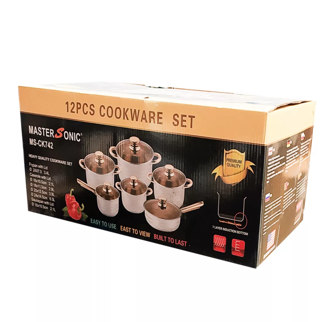 سرویس قابلمه و تابه استیل 12 پارچه مستر سونیک مدل پرمیوم