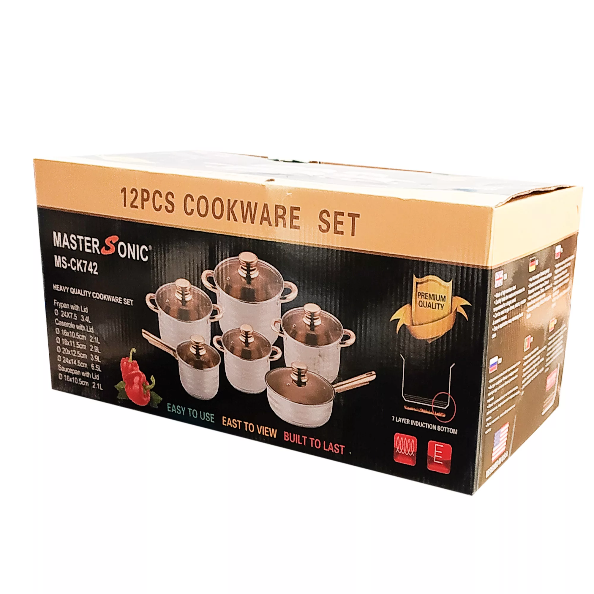 سرویس قابلمه و تابه استیل 12 پارچه مستر سونیک مدل پرمیوم