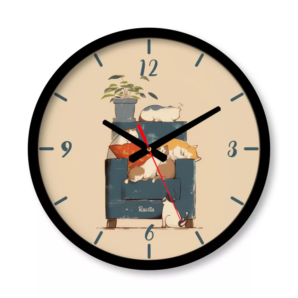 ساعت دیواری راویتا مدل گربه کد 3587