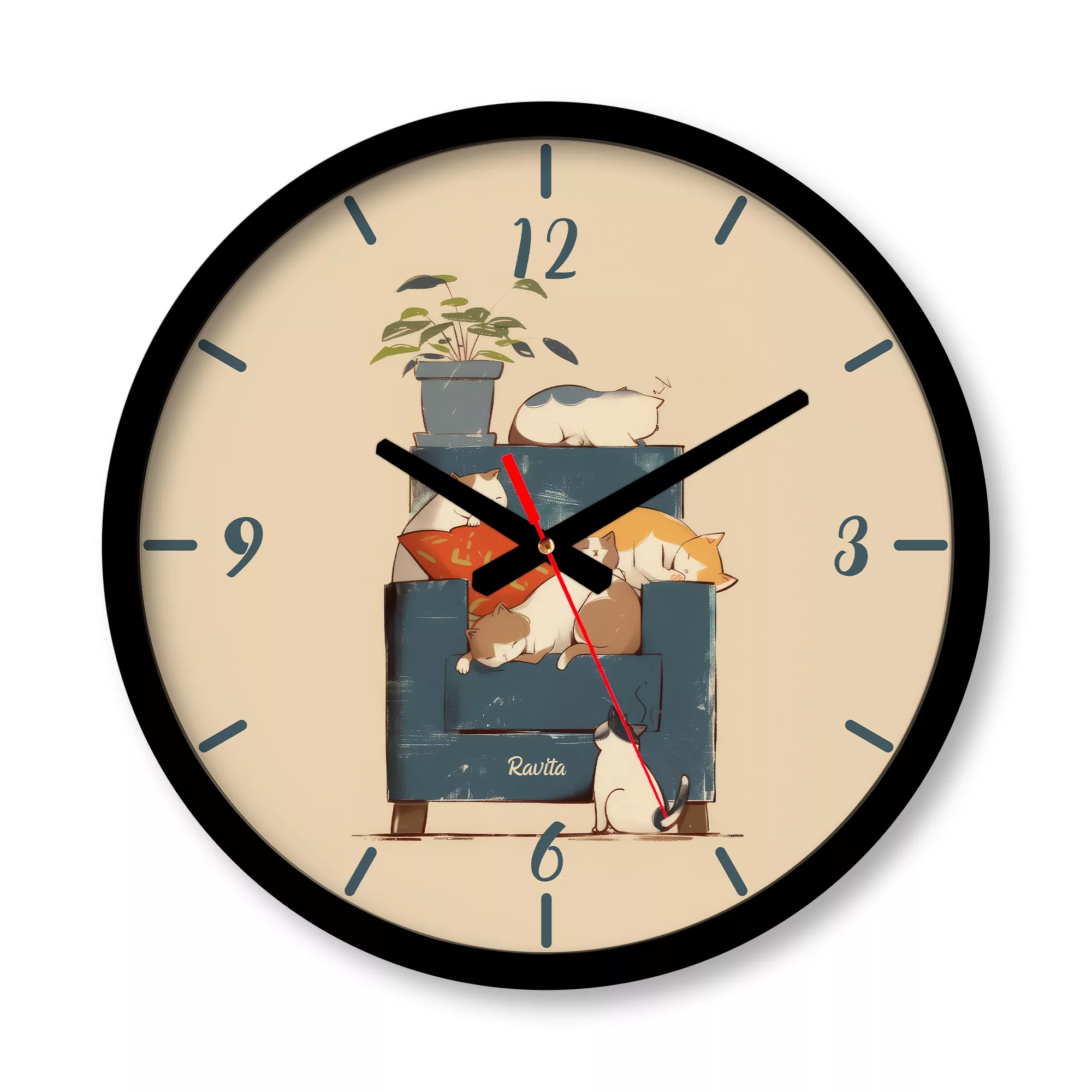 ساعت دیواری راویتا مدل گربه کد 3587