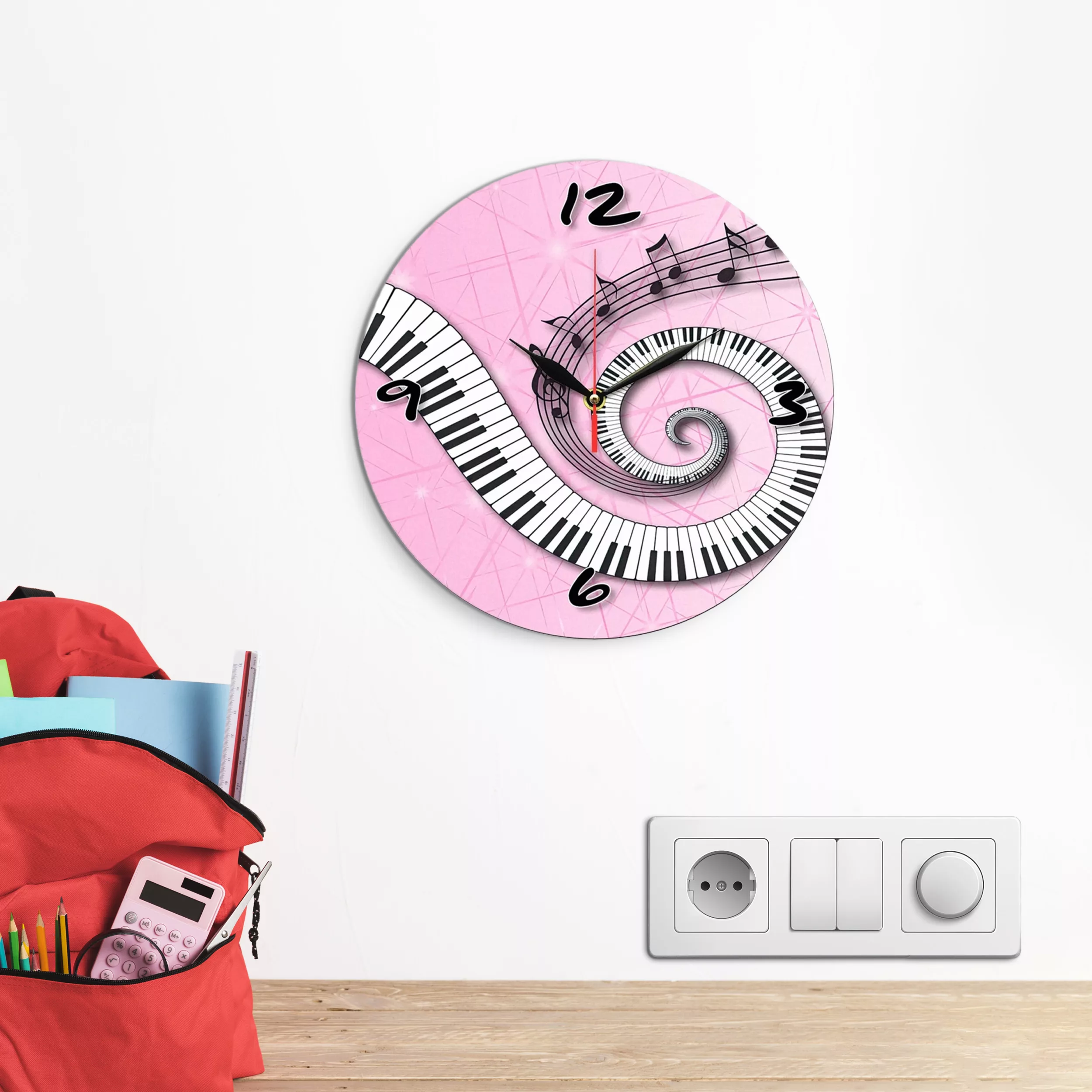 ساعت دیواری طرح پیانو و نت موسیقی کد 1367