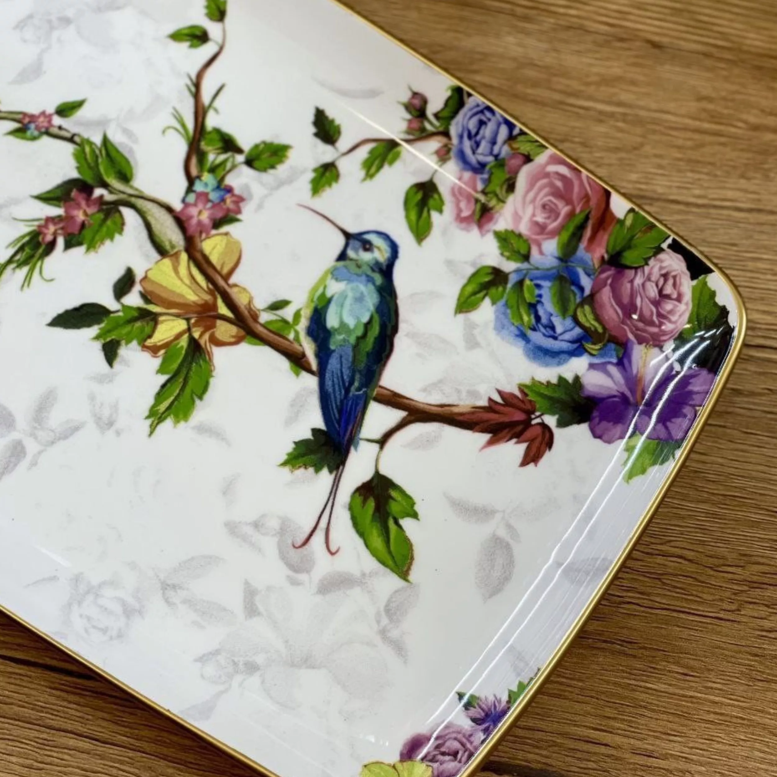 سرویس صبحانه‌خوری 15 پارچه 6 نفر مدل گونول طرح گل و پرنده