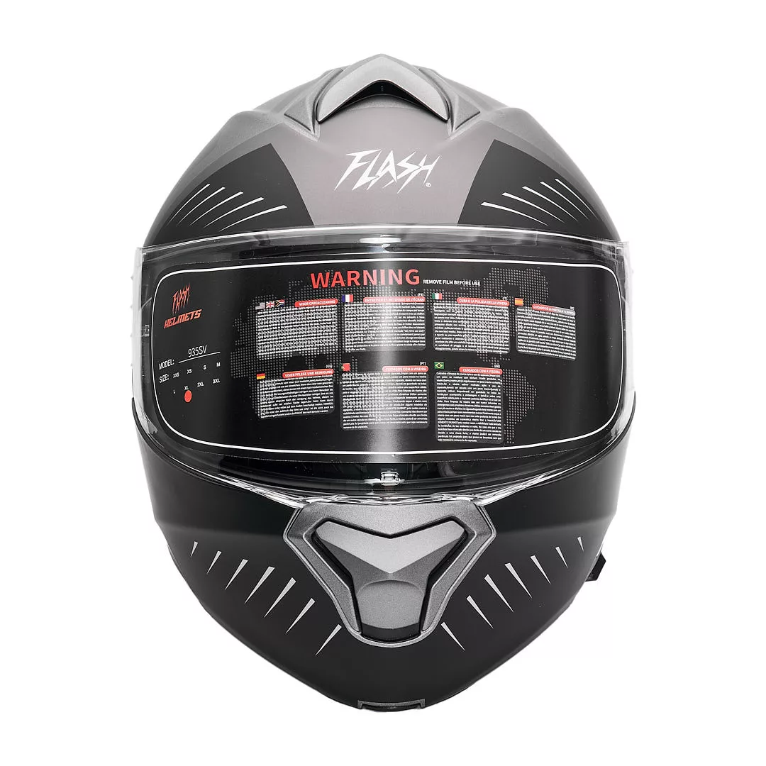 کلاه کاسکت فک متحرک فلش مدل 935sv black-gray