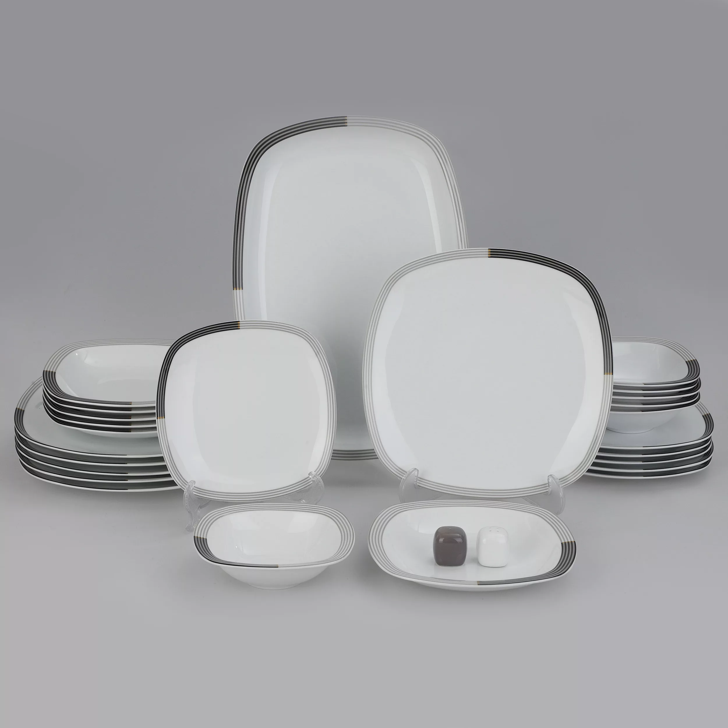 سرویس غذاخوری 27 پارچه 6 نفر چینی زرین ایران مدل وگاس اوریت سری کواترو درجه عالی