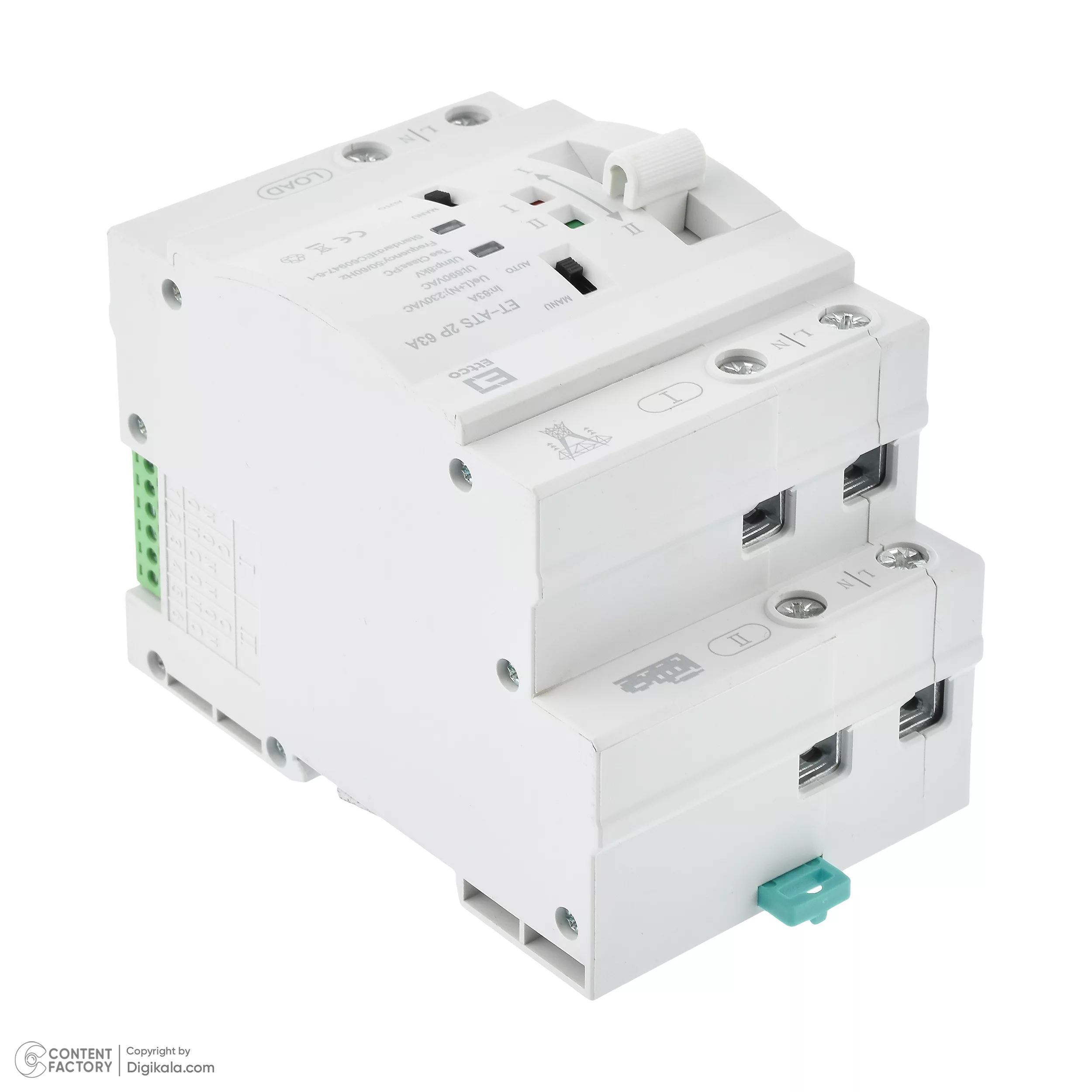 سوییچ انتقال خودکار اتکو مدل دوگانه قدرت 63 آمپرکد ET-ATS-2P-63A