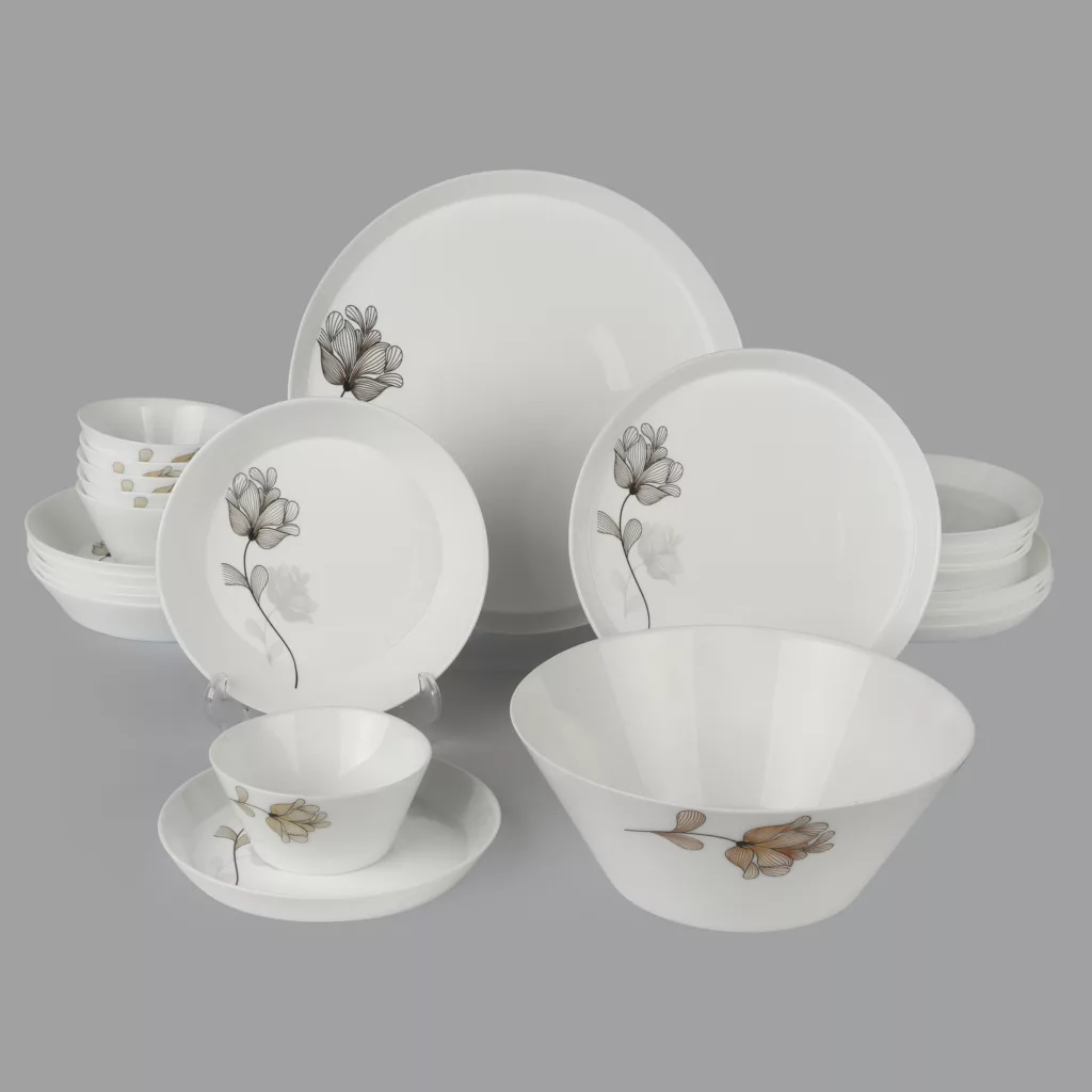 سرویس غذاخوری 26 پارچه 6 نفره گلدن اوپال مدل رزگلد قالب استراکچر