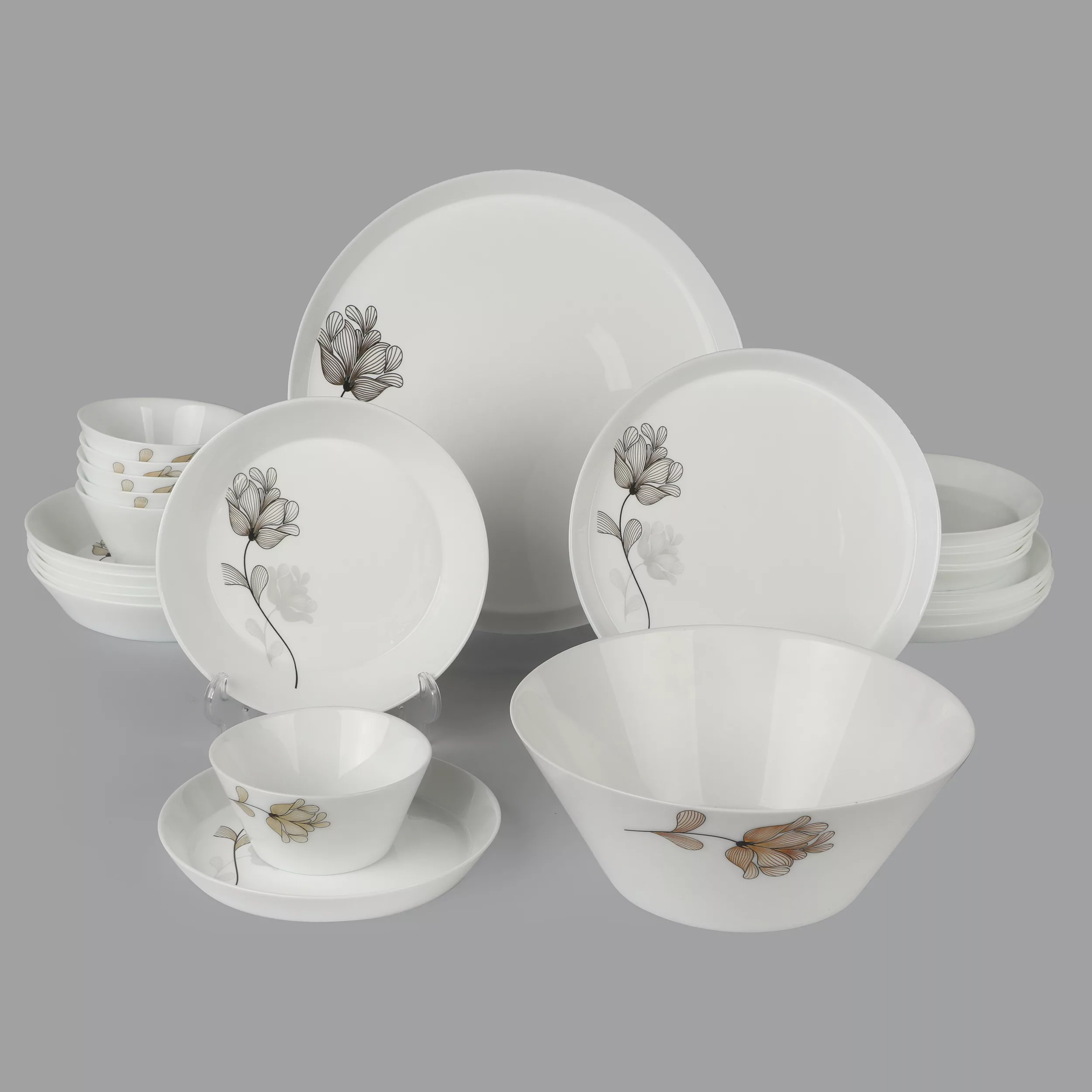 سرویس غذاخوری 26 پارچه 6 نفره گلدن اوپال مدل رزگلد قالب استراکچر