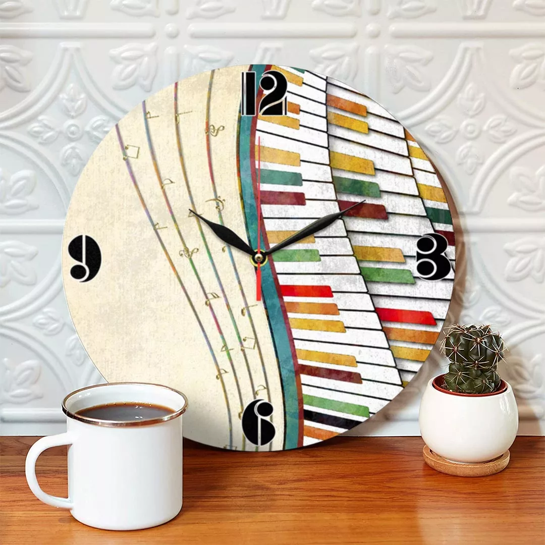 ساعت دیواری طرح پیانو و نت موسیقی کد 1369