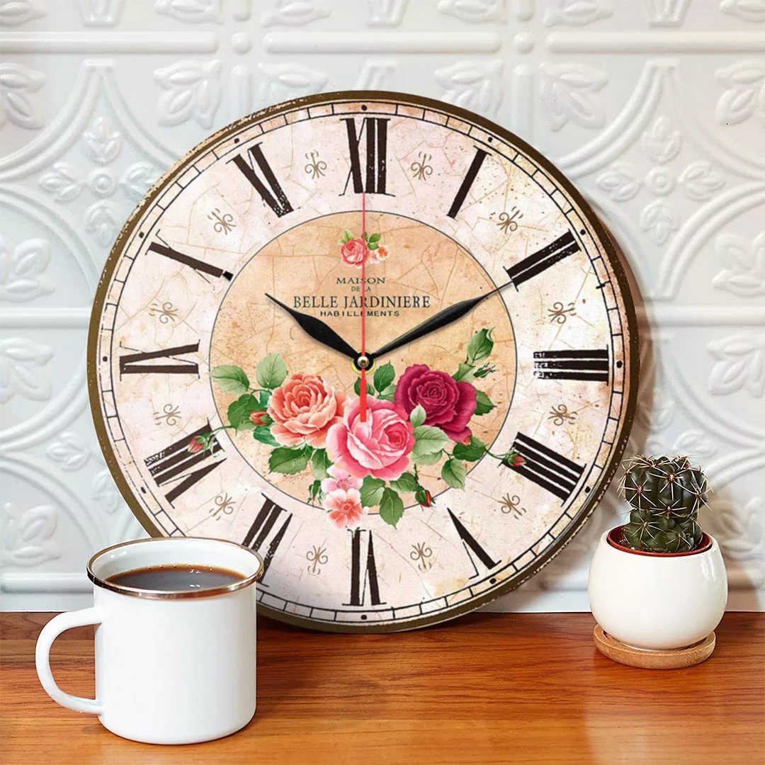 ساعت دیواری طرح گل رز کد 1266