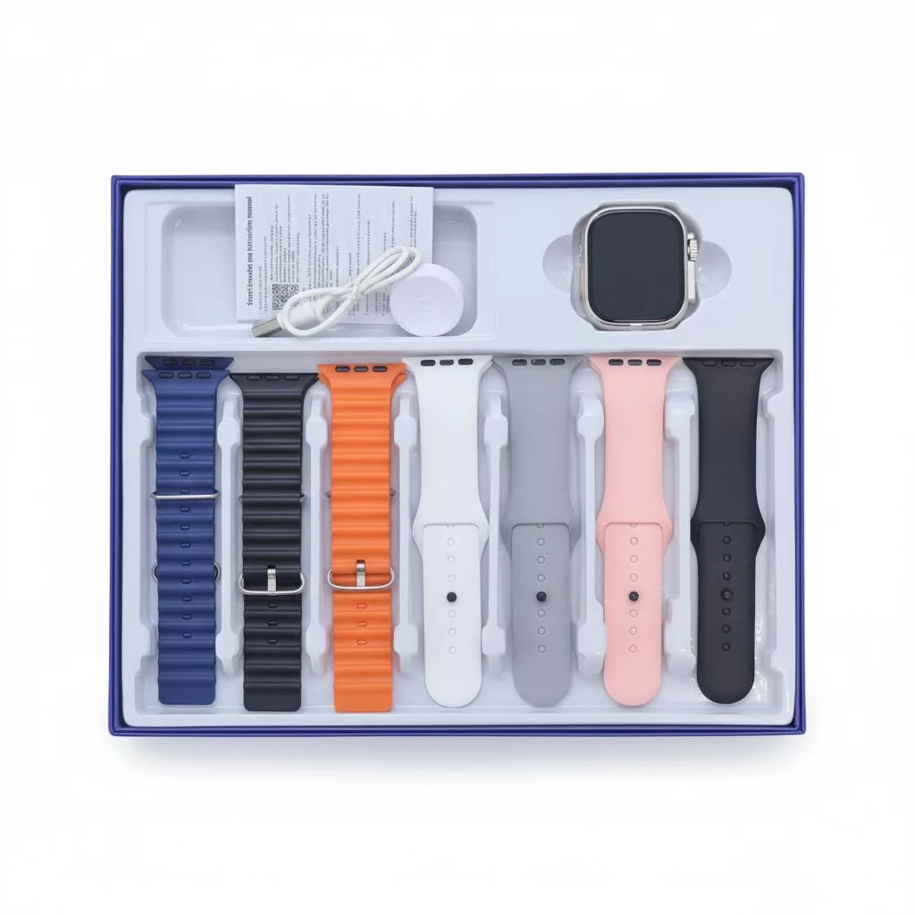 ساعت هوشمند 49 میلی متری تی کی مدل seven plus one 7+1 با بند سیلیکونی